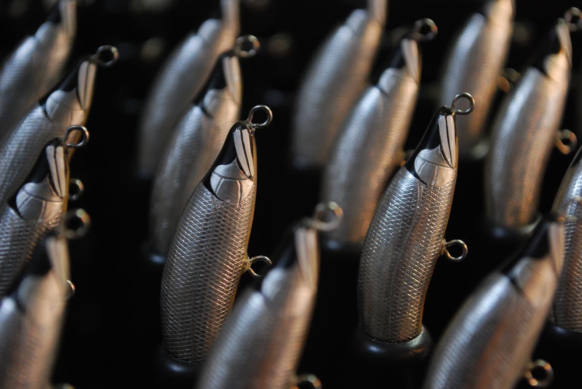 アルミを貼ったルアーの集まり